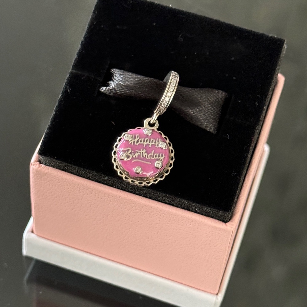 PANDORA Pink Birthday Cake Dangle Charm